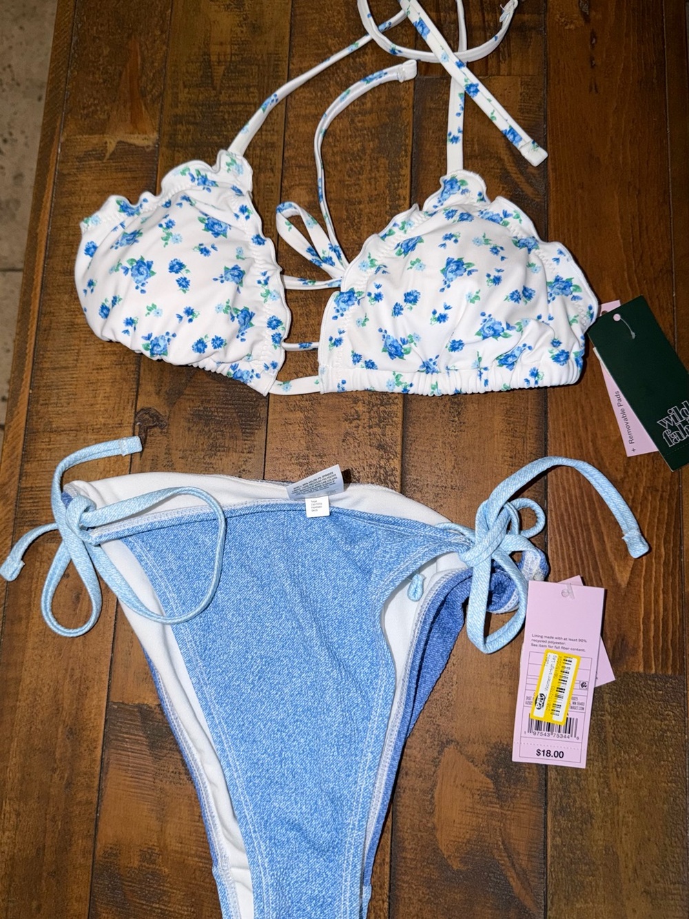 Lilly Pulitzer for Target White Floral & Light Blue Bikini Set